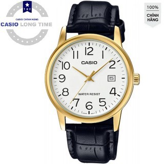 Đồng Hồ Nam Casio MTP-V002GL-7B2UDF Chính hãng Anh khuê Dây Da Đen - Mặt Số Màu Trắng