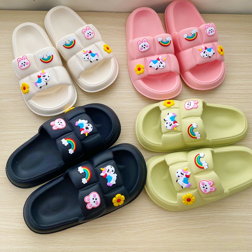 Dép quai ngang nữ tặng kèm sticker gắn dép chất liệu EVA, siêu nhẹ, dùng để mang trong nhà, mang đi biển