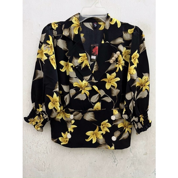 Áo Sơ Mi Nữ Chất  Mango Hoạ Tiết Bông Đính Đá Sang Trọng Free size 50-65Kg