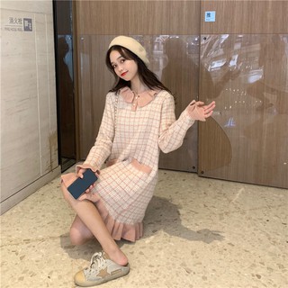 Váy len caro nhún bèo ulzzang ( có ảnh thật + clip )