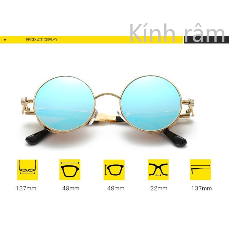 Kính mát tròn gọng kim loại phong cách vintage