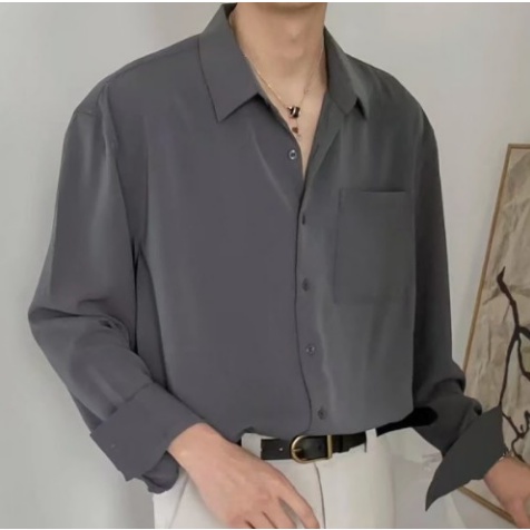 Áo Sơ Mi Tay Dài Dáng Rộng Phong Cách Hàn Quốc Thời Trang Cao Cấp Cho Nam fashion simple áo phong rộng nam