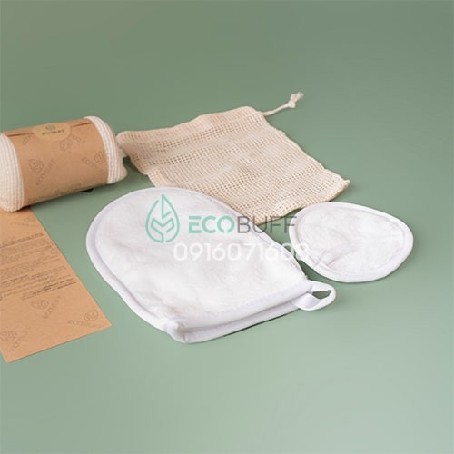 Set Găng Tay và Bông tẩy trang vi sợi Ecobuff tái sử dụng nhiều lần