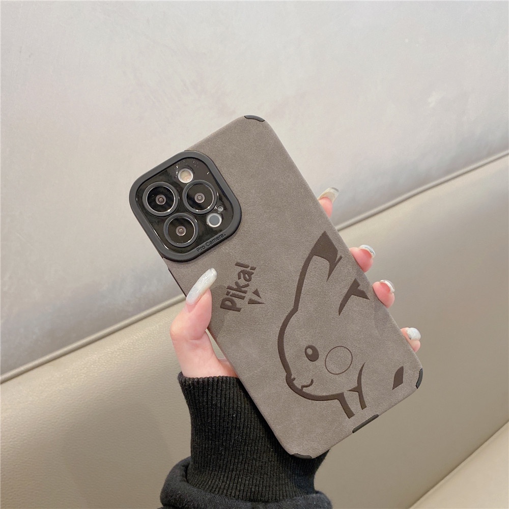 Ốp Điện Thoại Da Lộn In Hoạt Hình Pikachu Cho iPhone14 13 12 11 Pro Max XR Xs 7 8 Plus