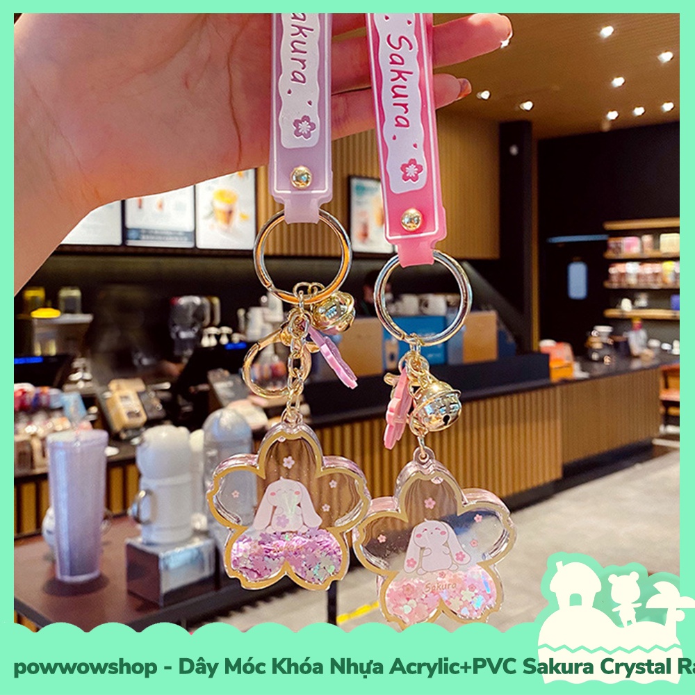 [Sẵn VN - Hỏa Tốc] Dây Móc Khóa Nhựa Acrylic Trong Suốt Mẫu Sakura Crystal Rabbit Moon