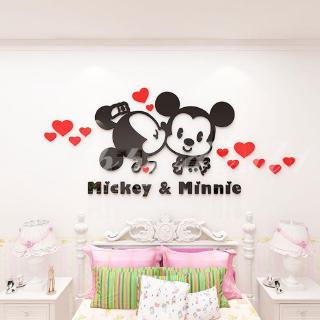 Miếng Dán Tường Acrylic Hình Chuột Mickey Và Minnie Dễ Thương