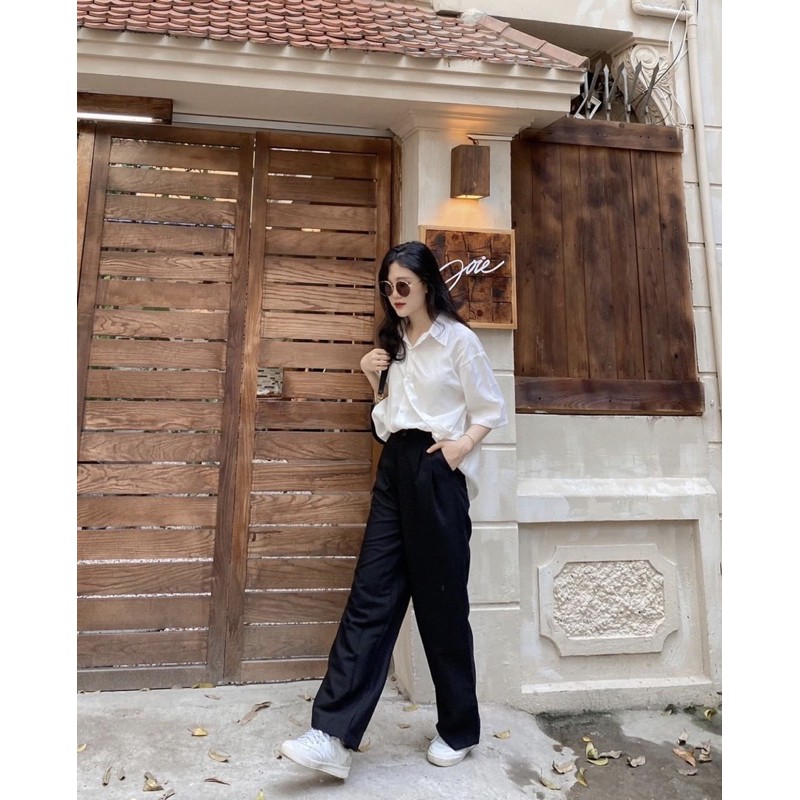 [Ảnh thật/Sẵn]Áo sơmi cộc tay cài vạt lệch chất lụa mịn | BigBuy360 - bigbuy360.vn