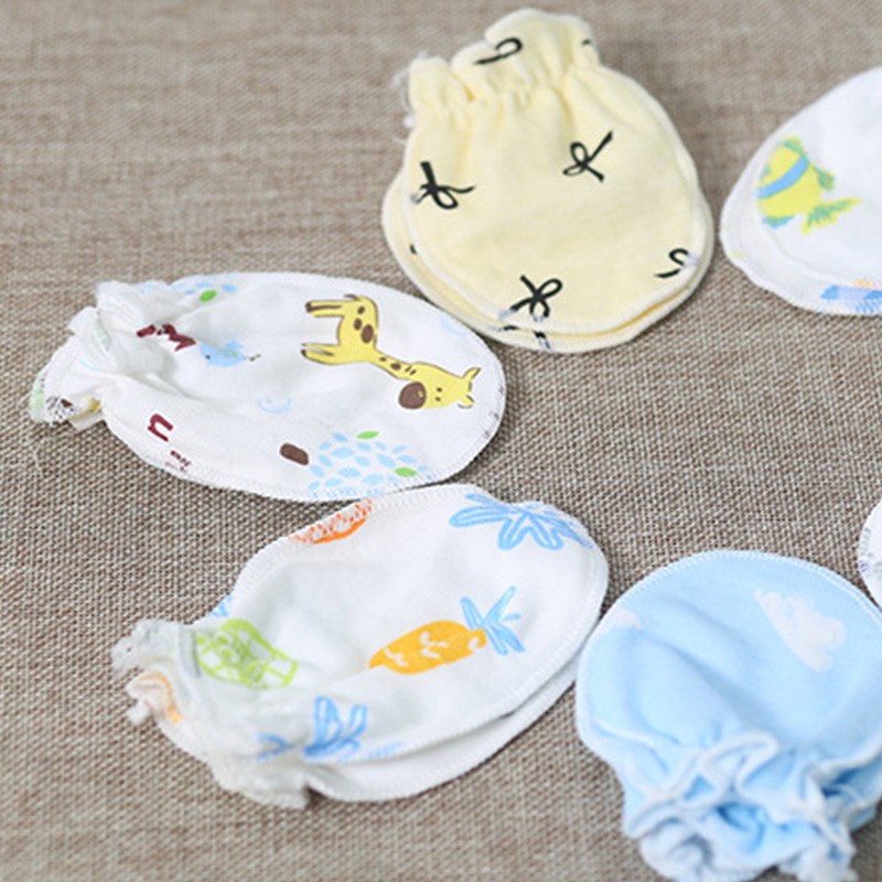 Găng Tay Cotton Mềm Mại Thoải Mái Chống Trầy Xước Bảo Vệ Mặt Cho Bé Sơ Sinh