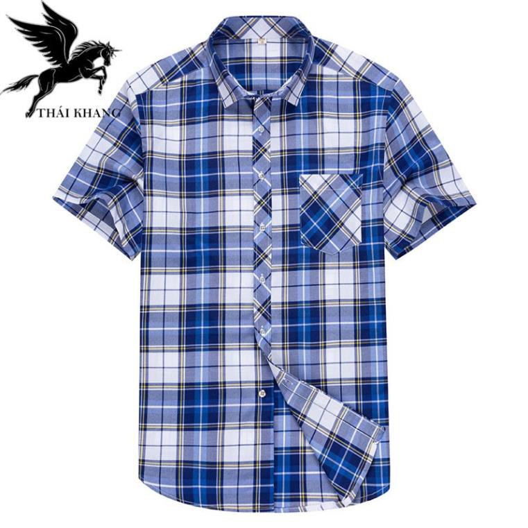 [Mã FAMAYMA2 giảm 10K đơn 50K] áo sơ mi tay ngắn nam cao cấp hàng bán trong siêu thị loại caro đẹp Thái Khang | BigBuy360 - bigbuy360.vn