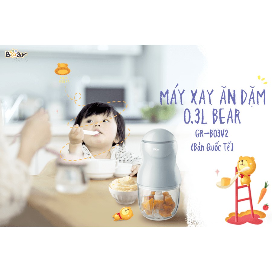 Máy xay sinh tố mini cầm tay ăn dặm 300ml Bear QSJ-A01F2 thiết kế nhỏ gọn thông minh Tuli Store