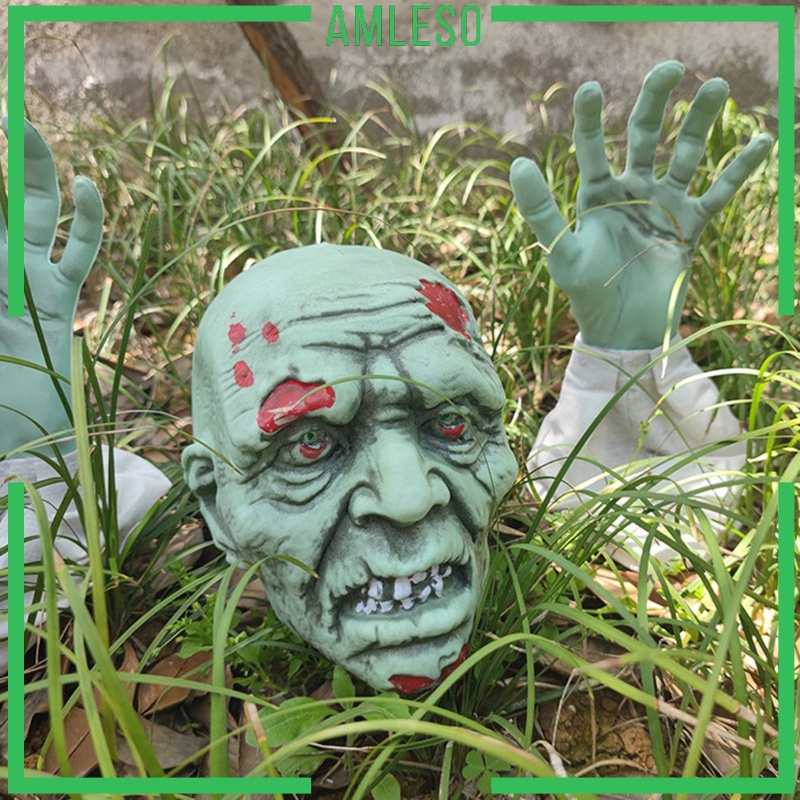 [AMLESO]Scary Garden Zombie Decoration Horrible Outdoor Lawn Severed Spooky Ornament