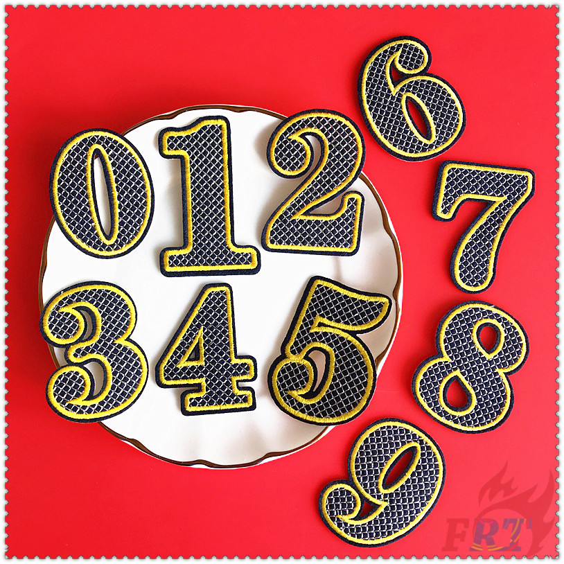 Miếng vá thêu trang trí quần áo hình chữ số nhiều màu sắc