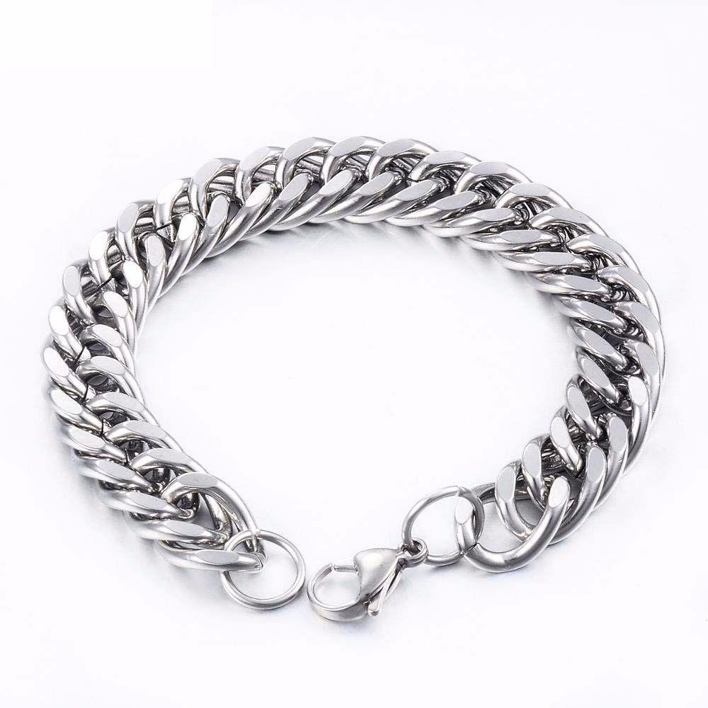 Vòng Tay Dạng Xích Bằng Thép Không Gỉ 10MM Phong Cách Hiphop Thời Trang