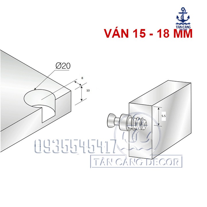 50 Ốc Cam Liên Kết Dạng Ngắn - Màu Trắng