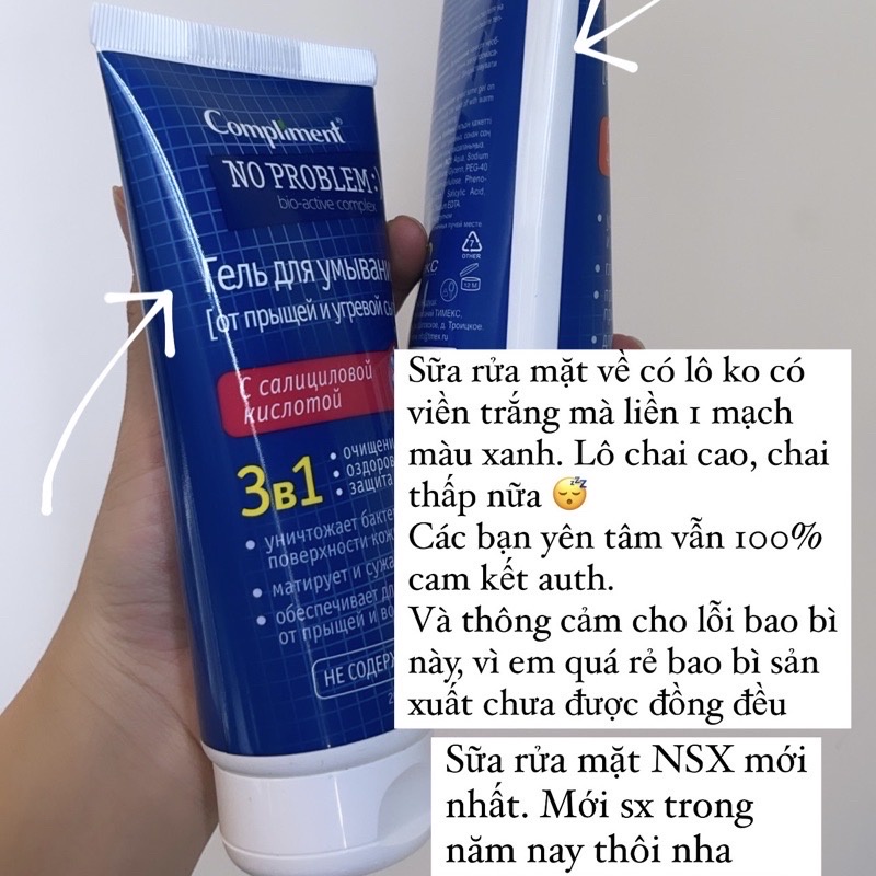 200ML Sữa rửa mặt NO PROBLEM Compliment chứa Salicylic Acid, Tea Tree