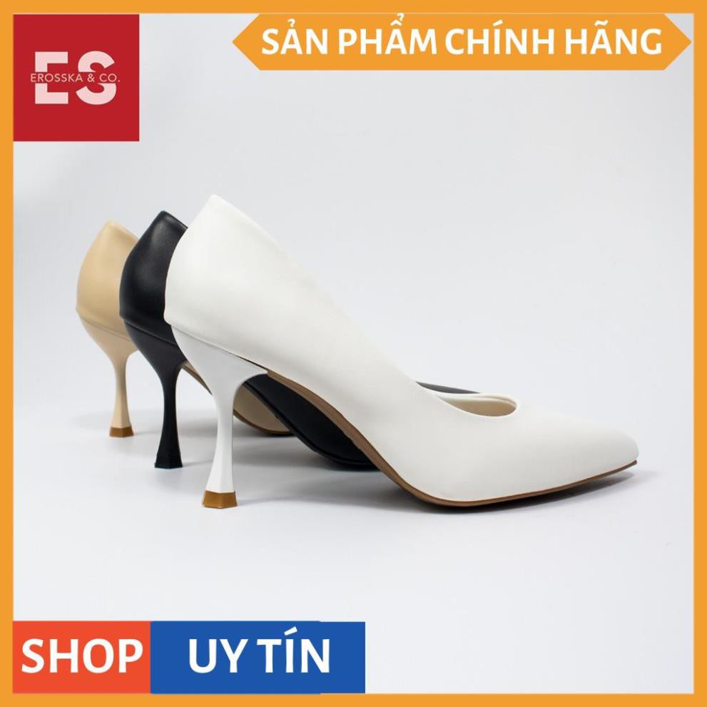 Giày cao gót Erosska thời trang mũi nhọn kiểu dáng cơ bản gót cao 8cm màu trắng _ EP010 | BigBuy360 - bigbuy360.vn