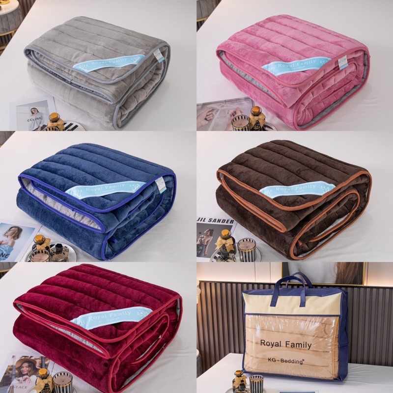 Thảm Nỉ, Thảm Cừu Đa Năng Trải Giường Trải Sàn 3 Lớp Siêu Dày, Siêu Ấm Tổng Hợp Mẫu Trơn