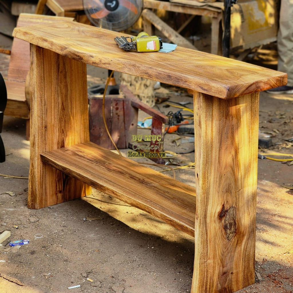 Bàn gỗ tự nhiên hai tầng, bàn thờ, trang trí Decor nhà