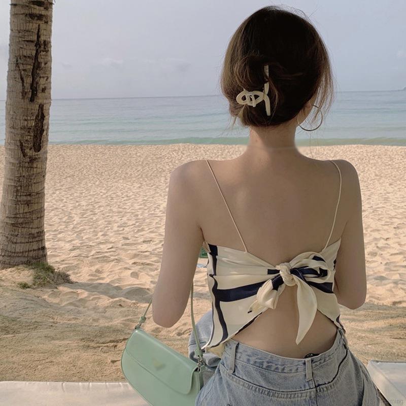 Áo Croptop Sát Nách Hoạ Tiết In Thiết Kế Hở Lưng Quyến Rũ | BigBuy360 - bigbuy360.vn