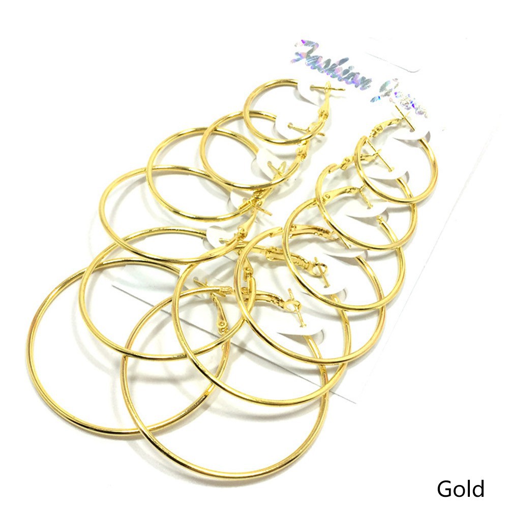 Bộ khuyên tai dạng vòng nhiều cỡ độc đáo thời trang cho nữ