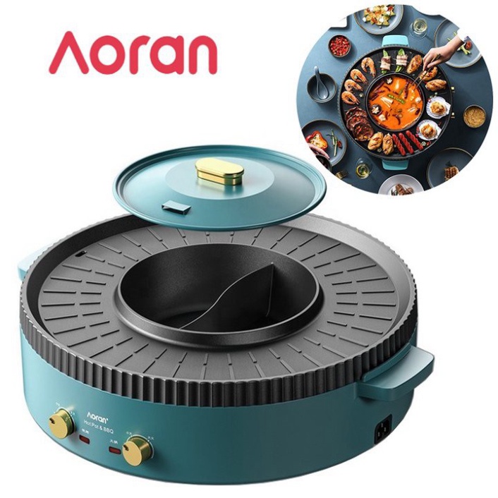Bếp nẩu nướng 2 trong 1 đa năng, thương hiệu cao cấp Aoran R10, công suất 2200W - Bảo hành: 1 NĂM Chính Hãng