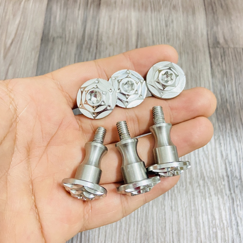 Bộ 2 ốc gắn đầu xe WAVE, DREAM thái, ốc kiểu INOX 304 sáng bóng mẫu SALAYA trang trí xe siêu chất