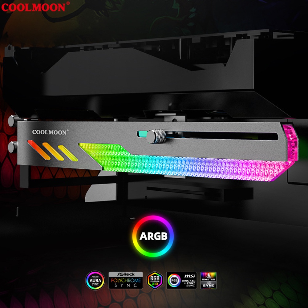 Giá Đỡ VGA Coolmoon Dragon Scale GT8 Led ARGB - Đồng Bộ Hub Coolmoon và Mainboard