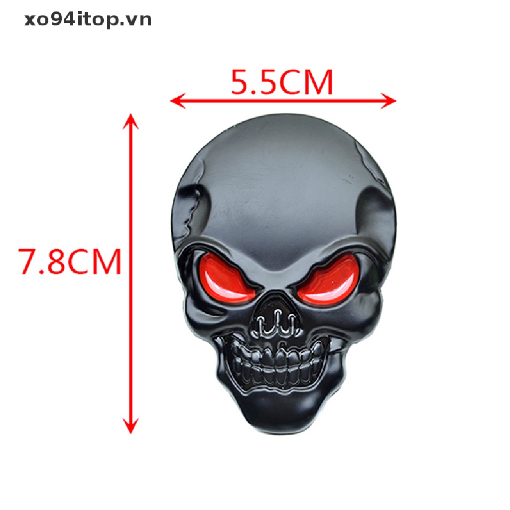 Sticker trang trí hình đầu lâu 3d bằng kim loại cho xe hơi