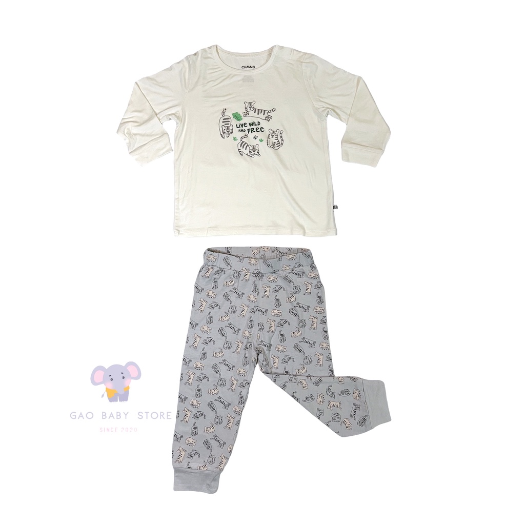 CHAANG Bộ dài tay cúc vai cotton mềm mịn bộ sưu tập Tigger 2022 cho bé trai, bé gái