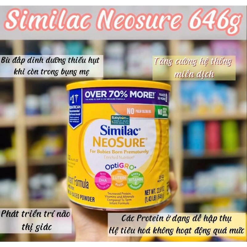 Sữa bột Similac Neosure của Mỹ mẫu mới 646gram