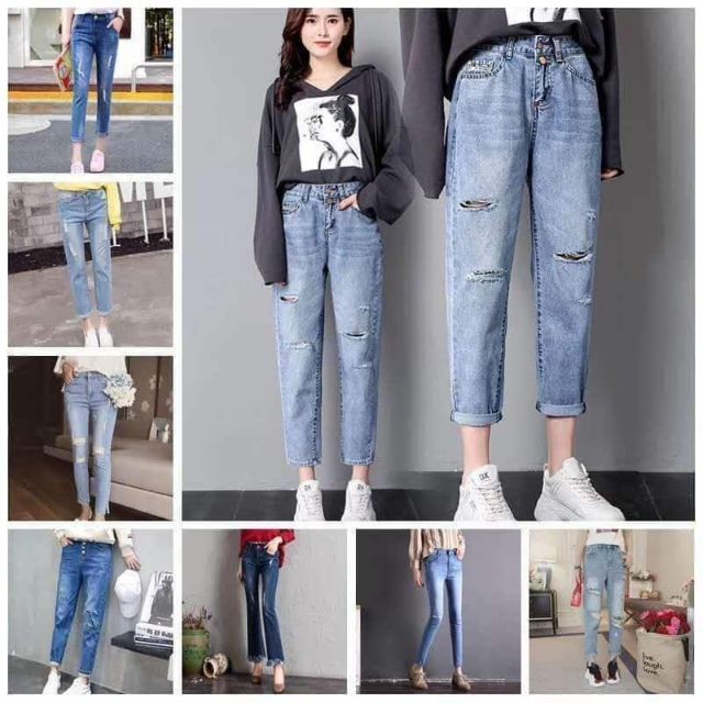 Combo 6 jeans dài 59k 6 sóc đùi 49k