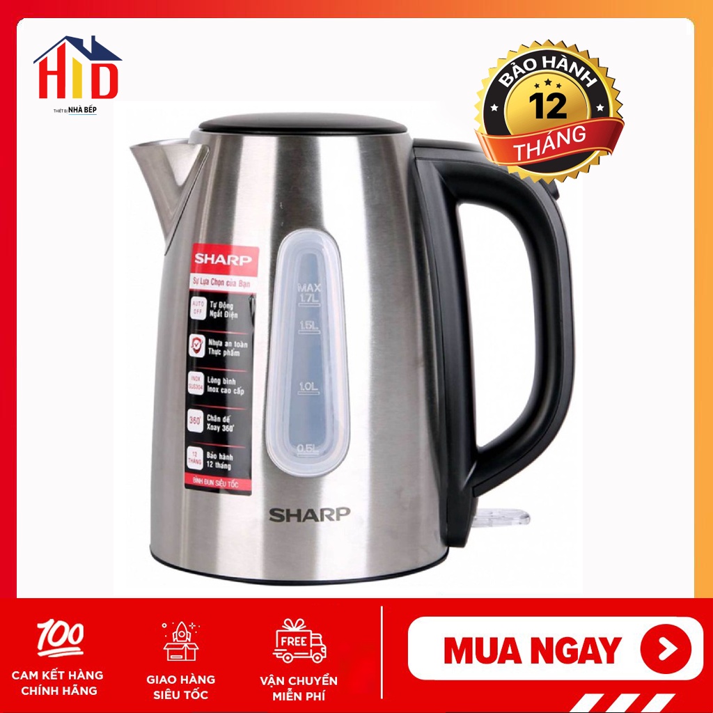 [BH CHÍNH HÃNG] Bình siêu tốc 1.7L Sharp EKJ-17VSS-ST