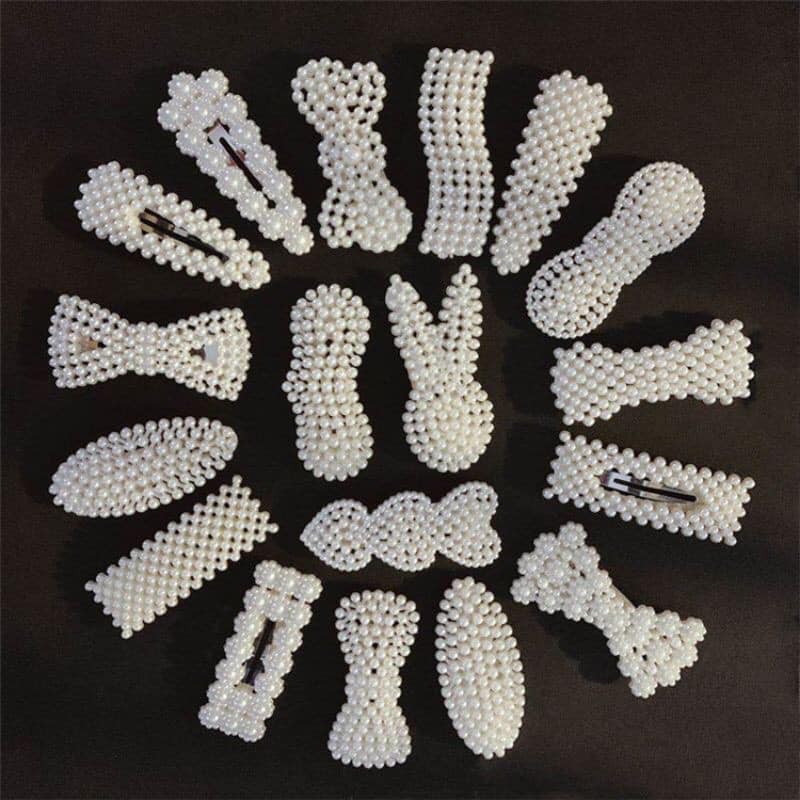 Set 20 kẹp tóc ngọc trai kèm túi zip - ngoc trai nhân tạo