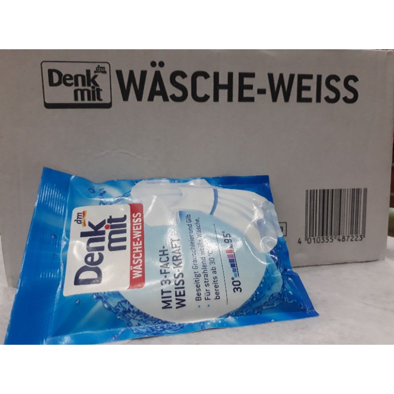 Giấy tẩy trắng quần áo Denkmit 20 miếng Wasche Weiss làm trắng quần áo xỉn màu hàng nội địa Đức