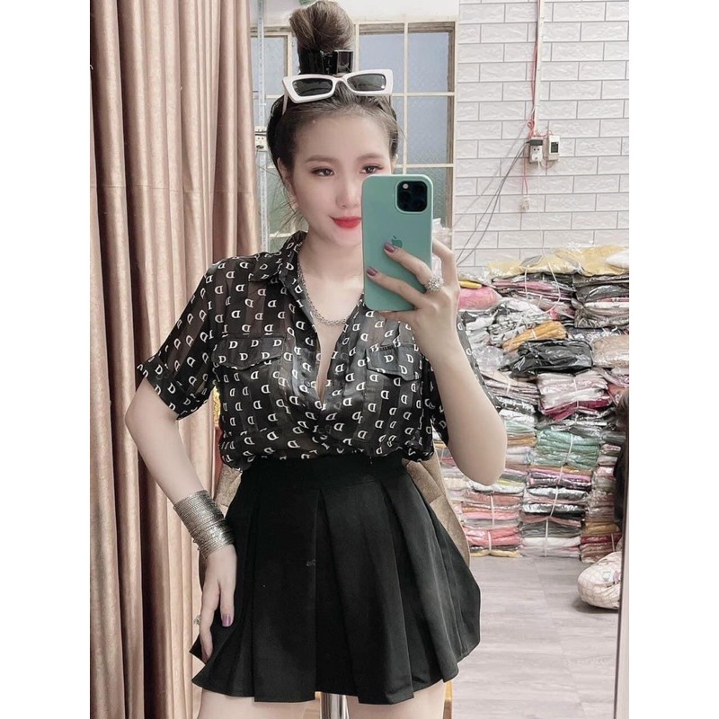 🦚🦚Áo sơ mi ngắn tay Chữ D form ôm body cực xinh kèm ảng thật shop chụp🦚🦚