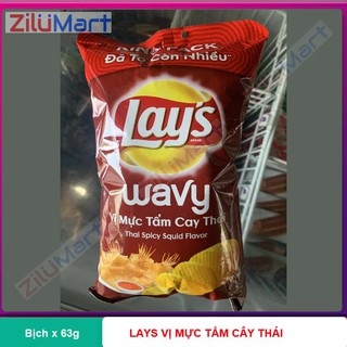 Snack khoai tây Lay's vị mực tẩm cay Thái gói x 63g
