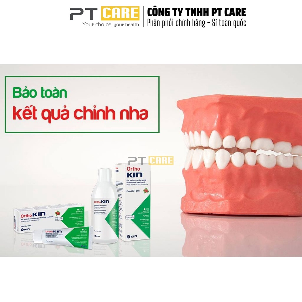 PT CARE | Combo Nước Súc Miệng Và Kem Đánh Răng Ortho Kin 500ml/75ml