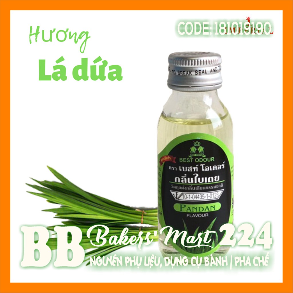 Hương mùi Lá Dứa PANDAN Best Odour Thái Lan - Chai 30ml