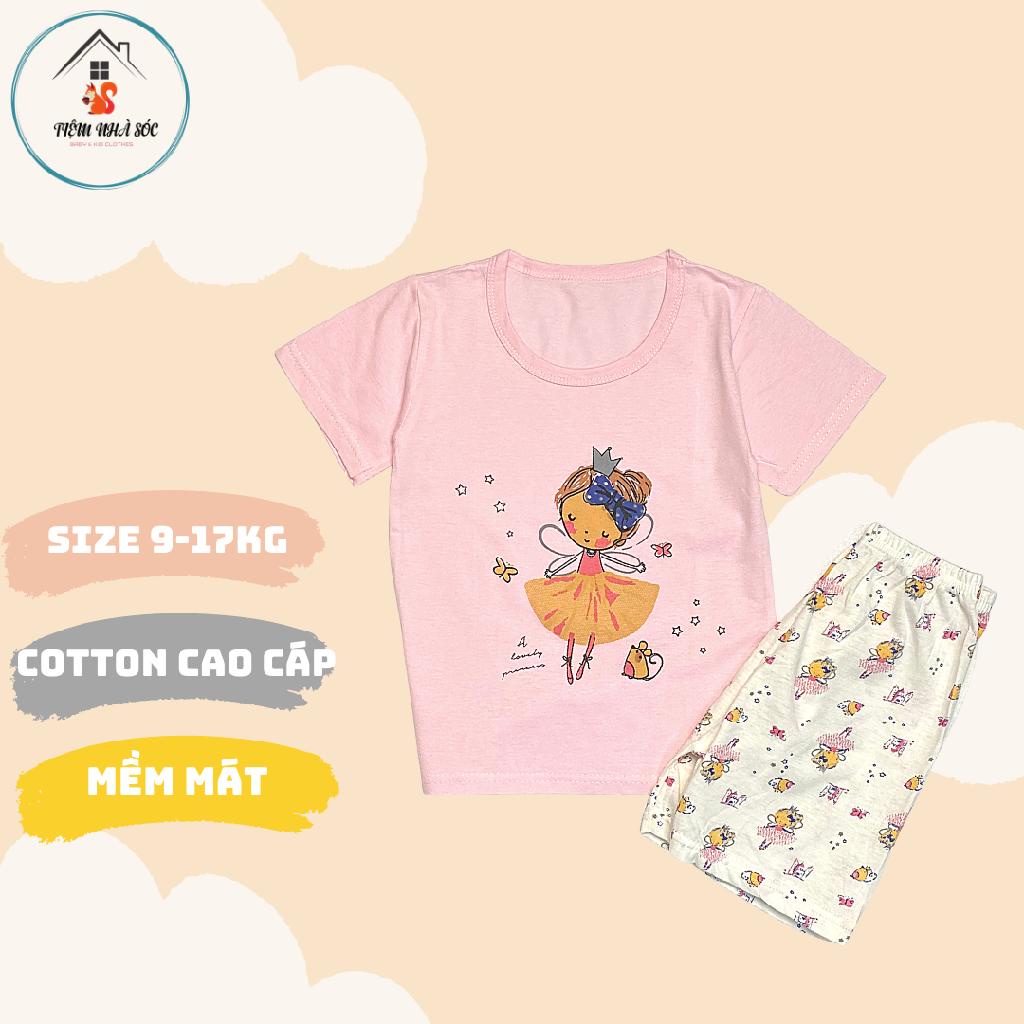 Bộ cotton Quảng Châu bé gái họa tiết đáng yêu size 80 - 110 Tiệm Nhà Sóc