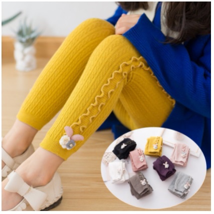 Quần Legging Dày Dặn Họa Tiết Thỏ Và Ngôi Sao Xinh Xắn Cho Bé Gái