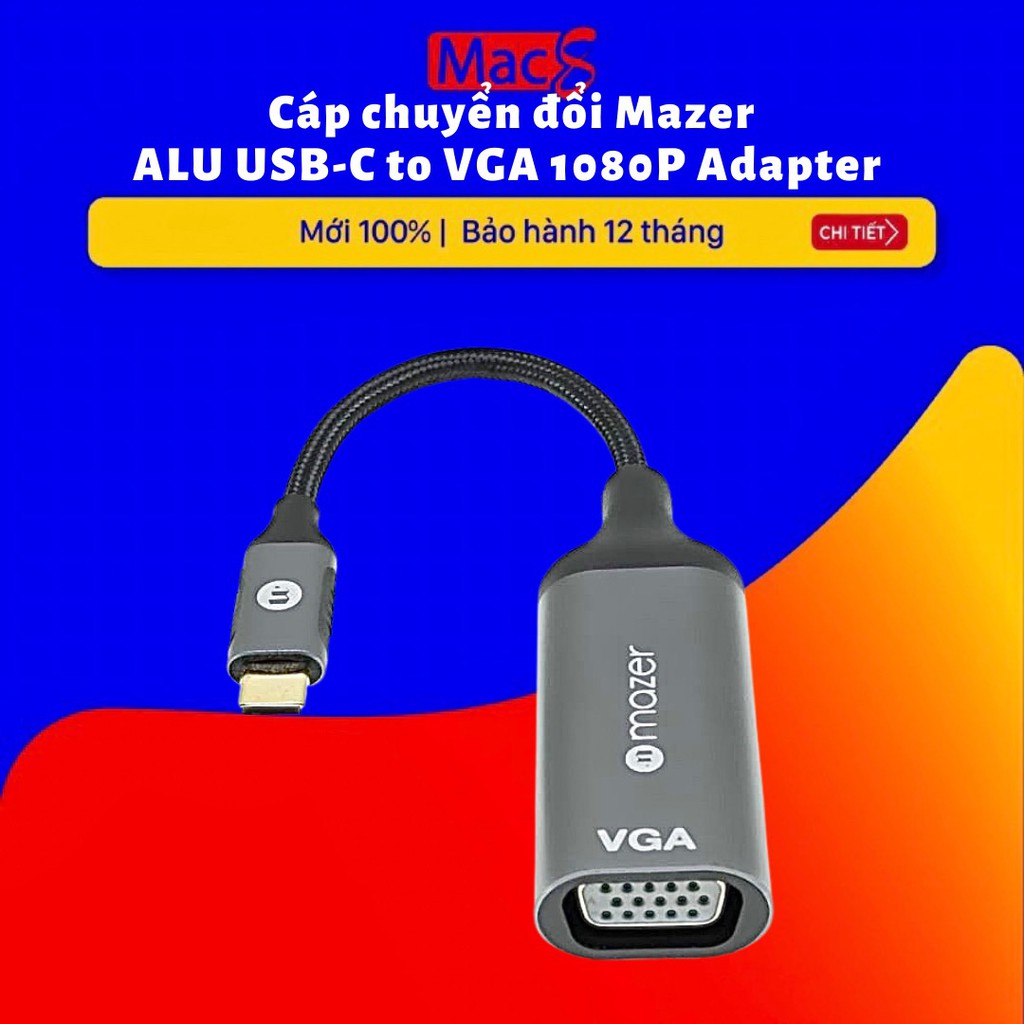 Cáp Chuyển Đổi Mazer ALU USBC to VGA 1080P Adapter