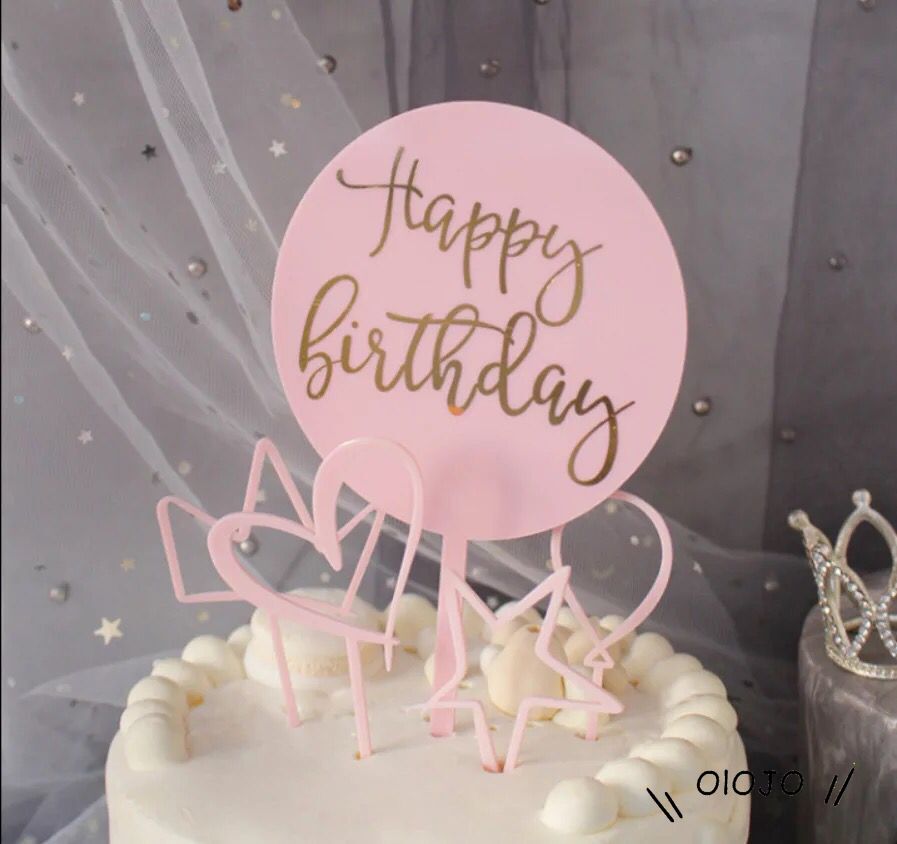 Topper Cắm Trang Trí Bánh Kem Hình Chữ Happy Birthday Sáng Tạo