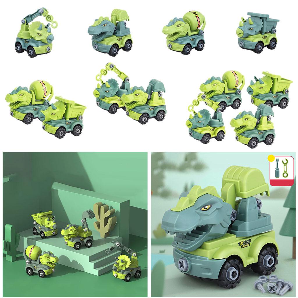 Bộ 4 mô hình xe công trường khủng long 3D cho bé