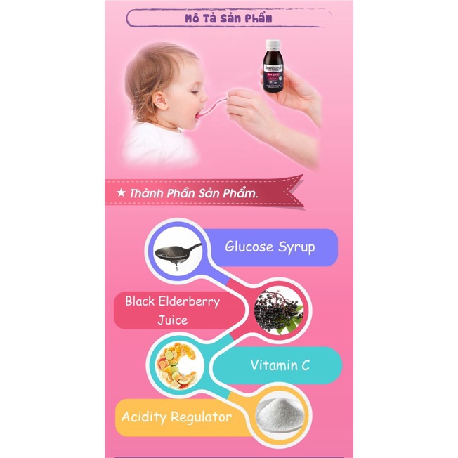 Siro tăng đề kháng Sambucol hương vị dễ uống, thơm ngon cho bé chai 120ml