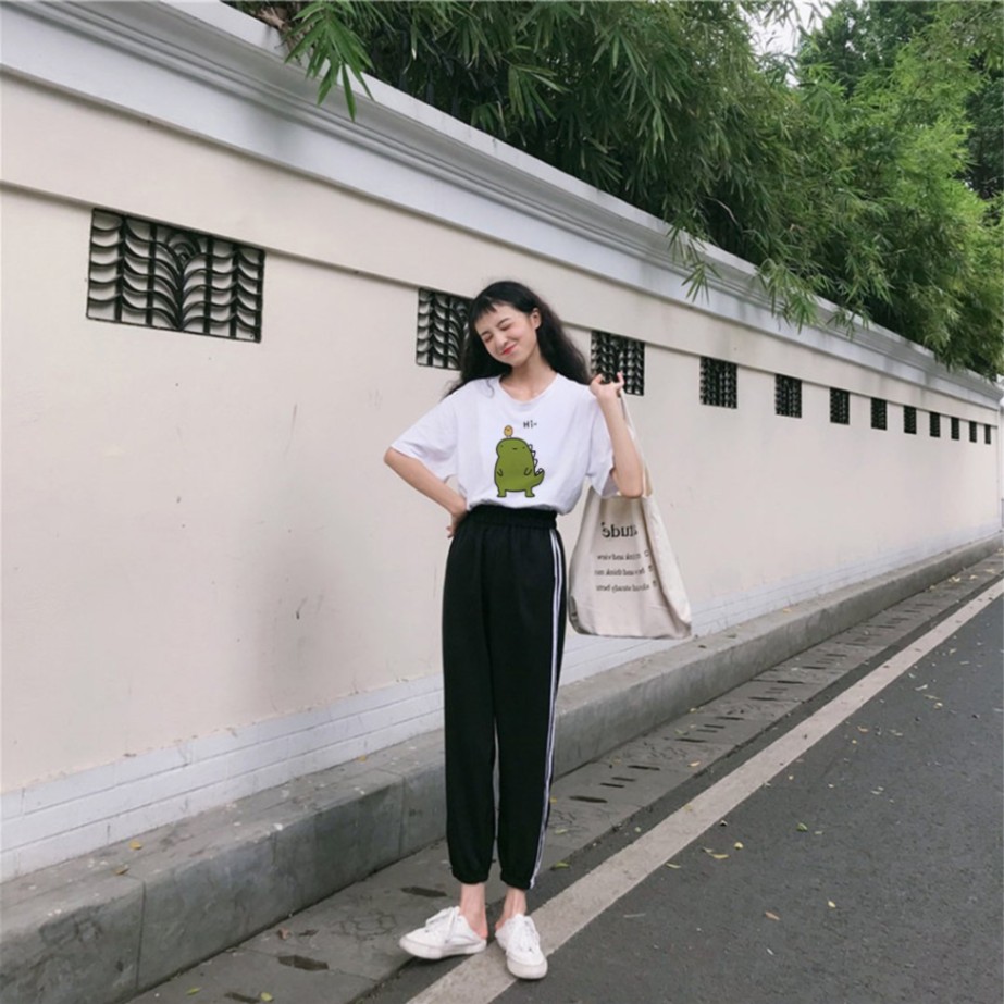 Set Jogger Line Phối Thun Unisex Khủng Long Xanh - 23April Fashion | BigBuy360 - bigbuy360.vn