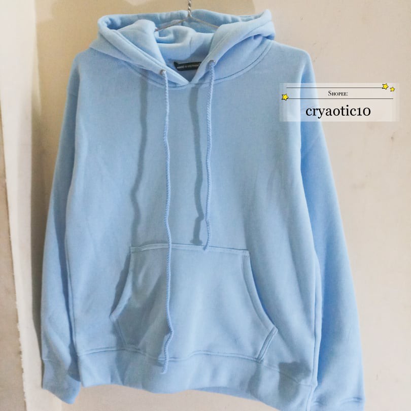 [Kèm video + hình thật] Áo hoodie nỉ xanh da trời đủ size unisex