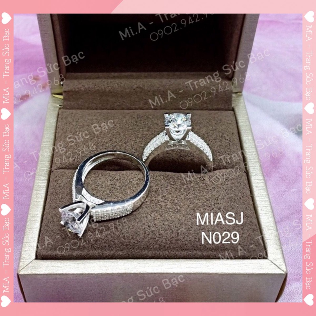 Nhẫn nữ bạc ý S925 cao cấp hột mỹ nhân tạo Mã N029 | Mi.A Trang sức bạc