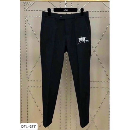 [FREE SHIP] Quần âu nam ống côn thêu logo Dior vải co giãn cao cấp-Quần tây nam vải tuyết mưa không nhăn không xù