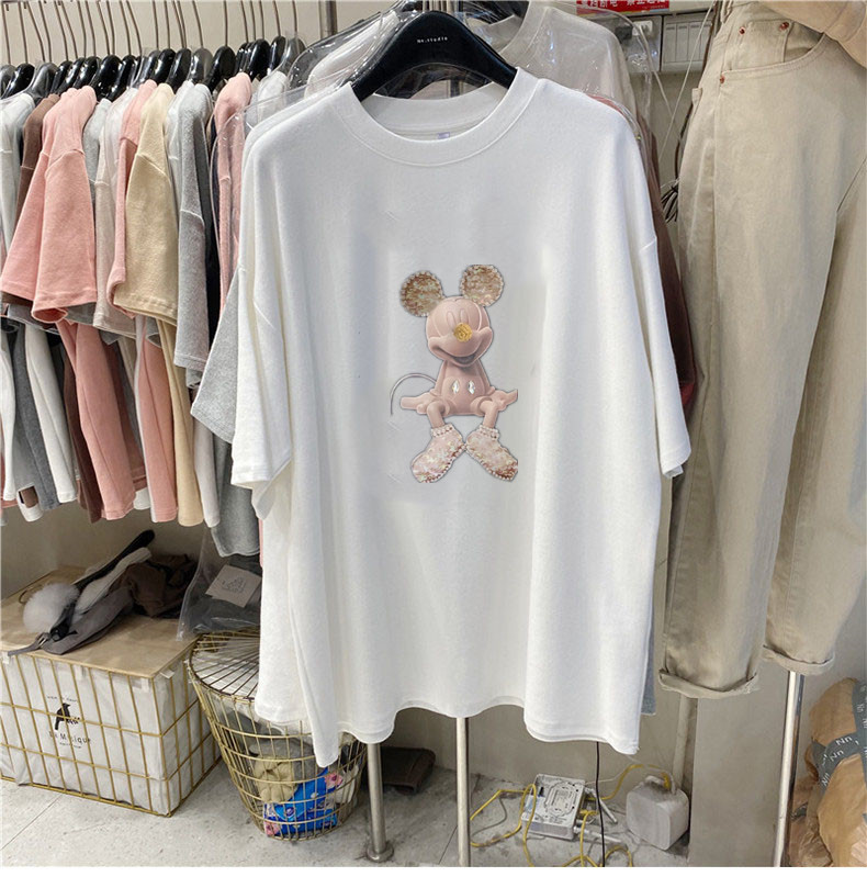 NRVP Áo thun nữ ngắn tay cổ tròn thời trang Hàn 2021