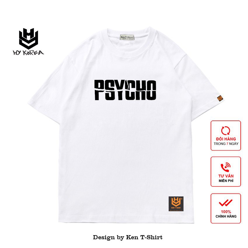 Áo Thun HY Korea Nam Nữ Form Rộng Tay Ngắn In Hình PSYCHO Chính Hãng, Vải Cotton 75% Co Giãn 4 Chiều, DC232 | BigBuy360 - bigbuy360.vn